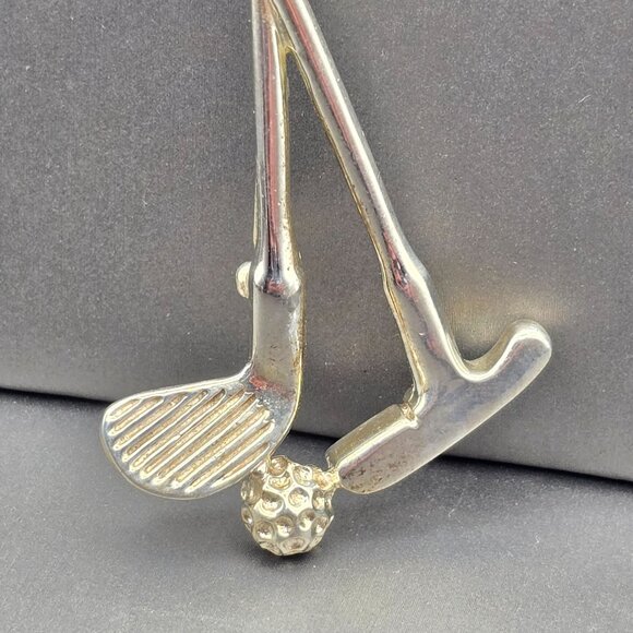 VTG Taxco Sterling Silver Golf Club & Ball Pin Brooch 3.25" TM-80 Mexico 20.65g - Picture 2 of 10